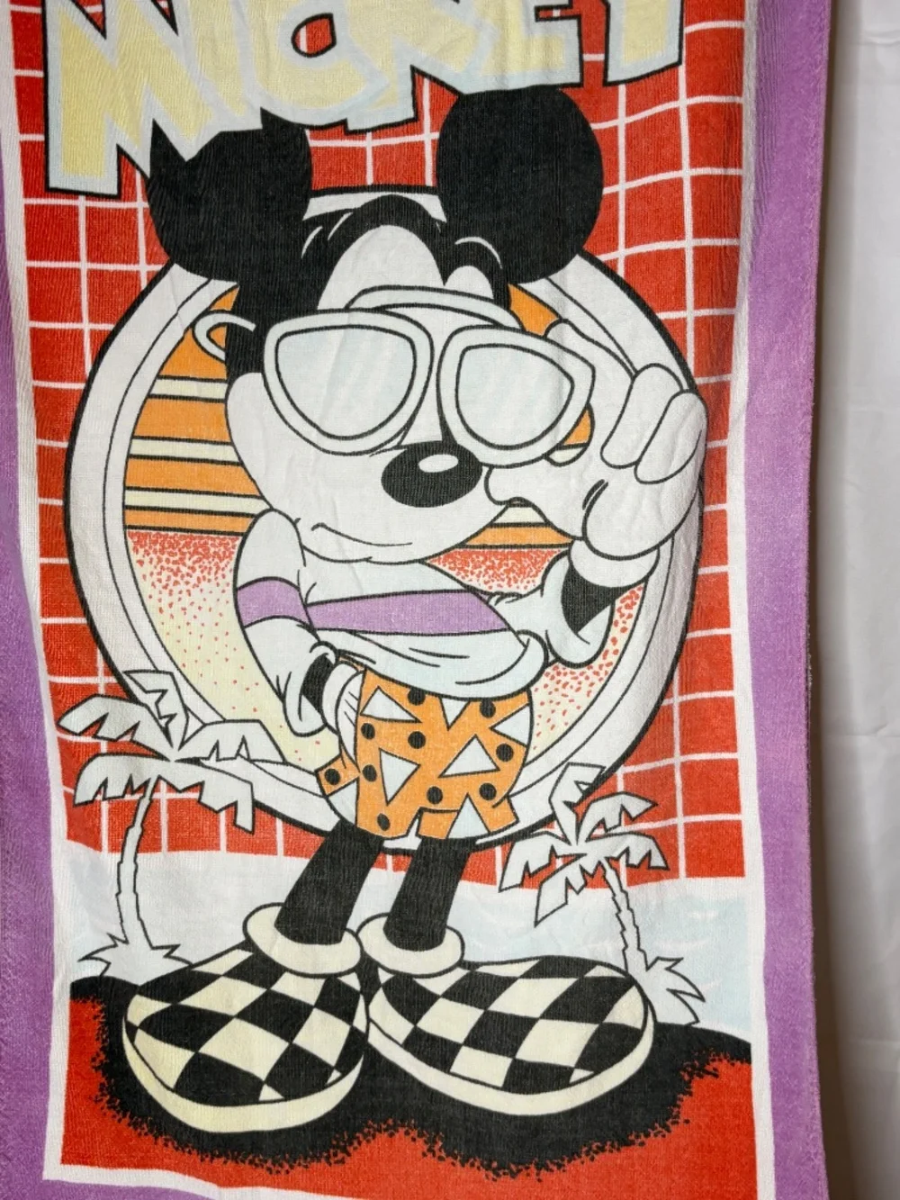 Vintage Walt Disney Cool Mickey Mouse Beach Towel 90s Franco 100% Cotton